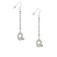 thumbnail image 2 of Delight Jewelry Silvertone Crystal Initial - Q - Silver-tone Long Sparkle Dangle French Earrings, 2 of 4