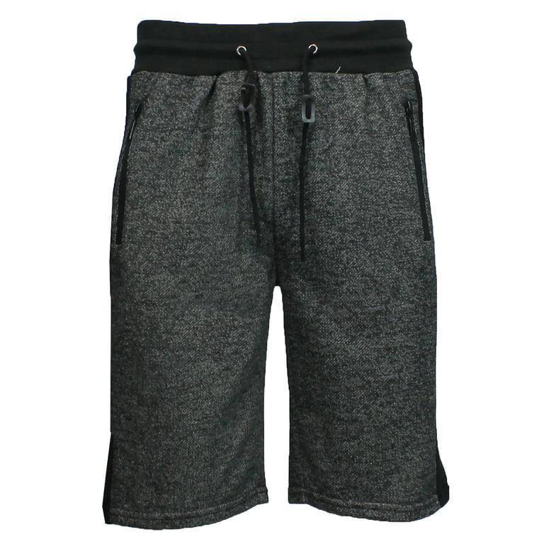 Men's French-Terry Shorts with Side Trim & Zipper Pockets