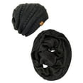 thumbnail image 2 of Wrapables Winter Warm Chunky Cable Knit Infinity Scarf and Beanie Set, Black, 2 of 7