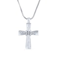 thumbnail image 2 of Bling Jewelry Womens Religious Mother of Pearl MOP Cross Pendant Necklace Rhodium Plated Brass Snake Chain Included, 2 of 5