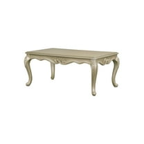 ACME Libertee Wood Rectangular Coffee Table with Floral Trim in Champagne Gold