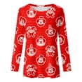thumbnail image 4 of Outdoor Tops for Women Striped Print Long Sleeve Round Neck Beach Vacation Clothes for Women,Red,2XL, 4 of 4