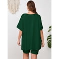 thumbnail image 7 of SHOWMALL Women Plus Size Outfits Set Soft Loungewear Dark Green 5X Summer 2-Piece Pajamas Short Sleeves and Bliker Shorts Lounge Sets for Women, 7 of 7