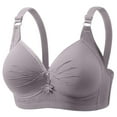 thumbnail image 2 of Thredzr Best Pushup Bras for Women Full Back Coverage Front Pleated Without Steel Rings Underwear Seamless Deep Cup Bra Wireless Push Up Comfort Bralette Light Gray 40, 2 of 5