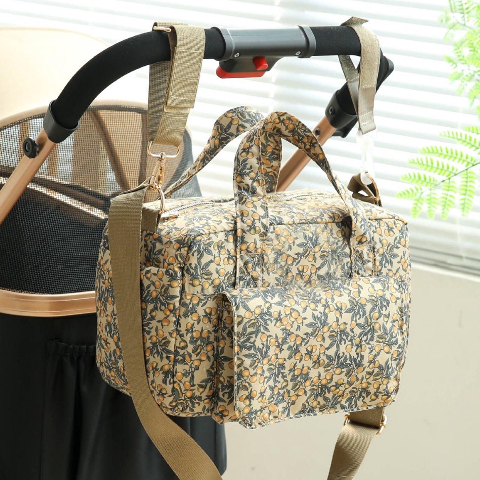 Multifunctional Strollers Bag Pushchair Storage Organizers Quilted Design for Diaper Water Bottle
