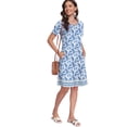 thumbnail image 3 of Asklazy Women's Midi Dress Short Sleeve Casual Floral T Shirt Dresses with Pockets,Mother's Day ,Mandala Boho Print（S-2XL), 3 of 9