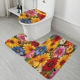 thumbnail image 5 of Floral Colorful Flower Bathroom Rug Set of 3, No Silp Washable Cover Floor Rug Decorations for Kitchen Bathroom Bedroom, 5 of 7