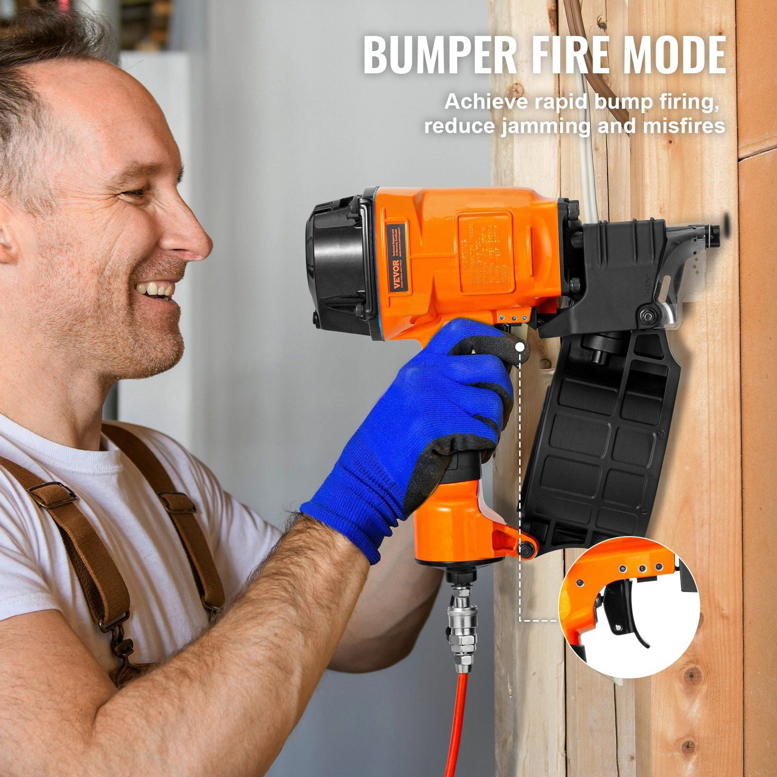 MCN70 15-Degree Pneumatic Coil Siding Nailer - 1-3/4 inch to 2-3/4 inch Nail Gun