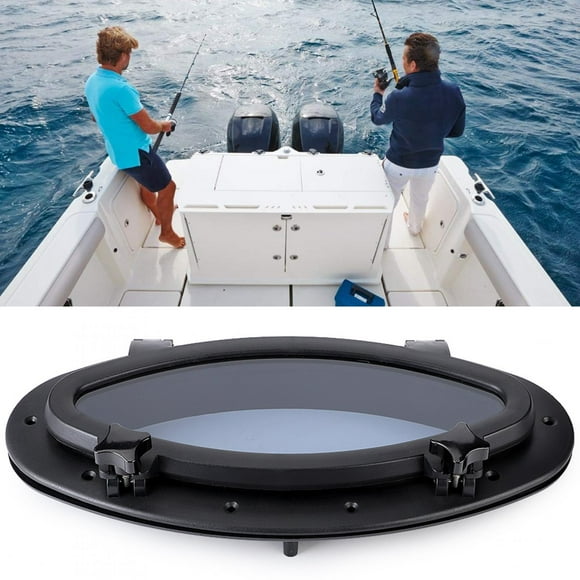 Portlight Window, Polished Black Porthole With Thick Tempered Glass For Marine Boat Yacht RV