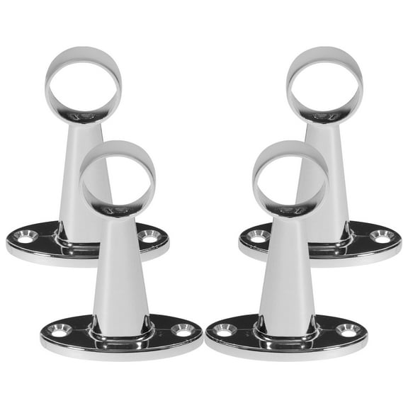 WHAMVOX 4Pcs Round Tube Closet Rod Holder Shower Curtain Fixing Silver Stainless Steel for Bathroom and Bedroom