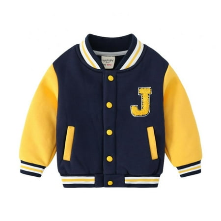 

Boys Girls Baseball Jacket Zipper Thicken Casual Letter Embroidery Kids Fleece Lined Jacket Children Outfits