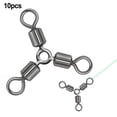 thumbnail image 3 of 10Pcs Fishing Tackle Swivels Fishing Connector Rolling Swivels 3Way Swivels 2#, 3 of 10