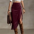 thumbnail image 2 of Falda de Franja para Mujeres de Cintura Alta Bodycon Midi Asimétrica Split Western Style, 2 of 9