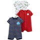 thumbnail image 1 of Romper Simple Joys by Carter's, paquete de 3 unidades, para bebé, con cierre rápido, azul marino, 1 of 2