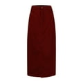 thumbnail image 3 of Dorkasm Women Vintage Denim Maxi Skirt Frayed Raw Hem High Waist A-Line Long Jean Skirt Wine S, 3 of 4
