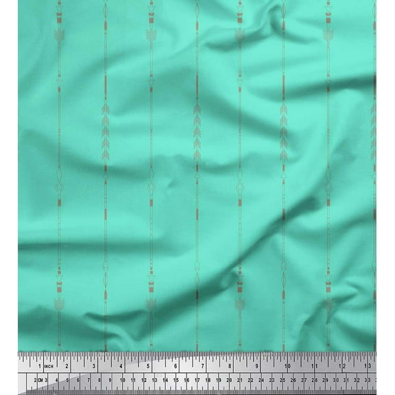 Soimoi Green Cotton Duck Fabric Stripe Arrow Printed Craft Fabric by the Yard 44 Inch Wide