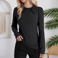 thumbnail image 2 of EDFBUYKRS Women's Plus Size Tie Front Blouse with Long Sleeves, Sizes Xxl, 2 of 5