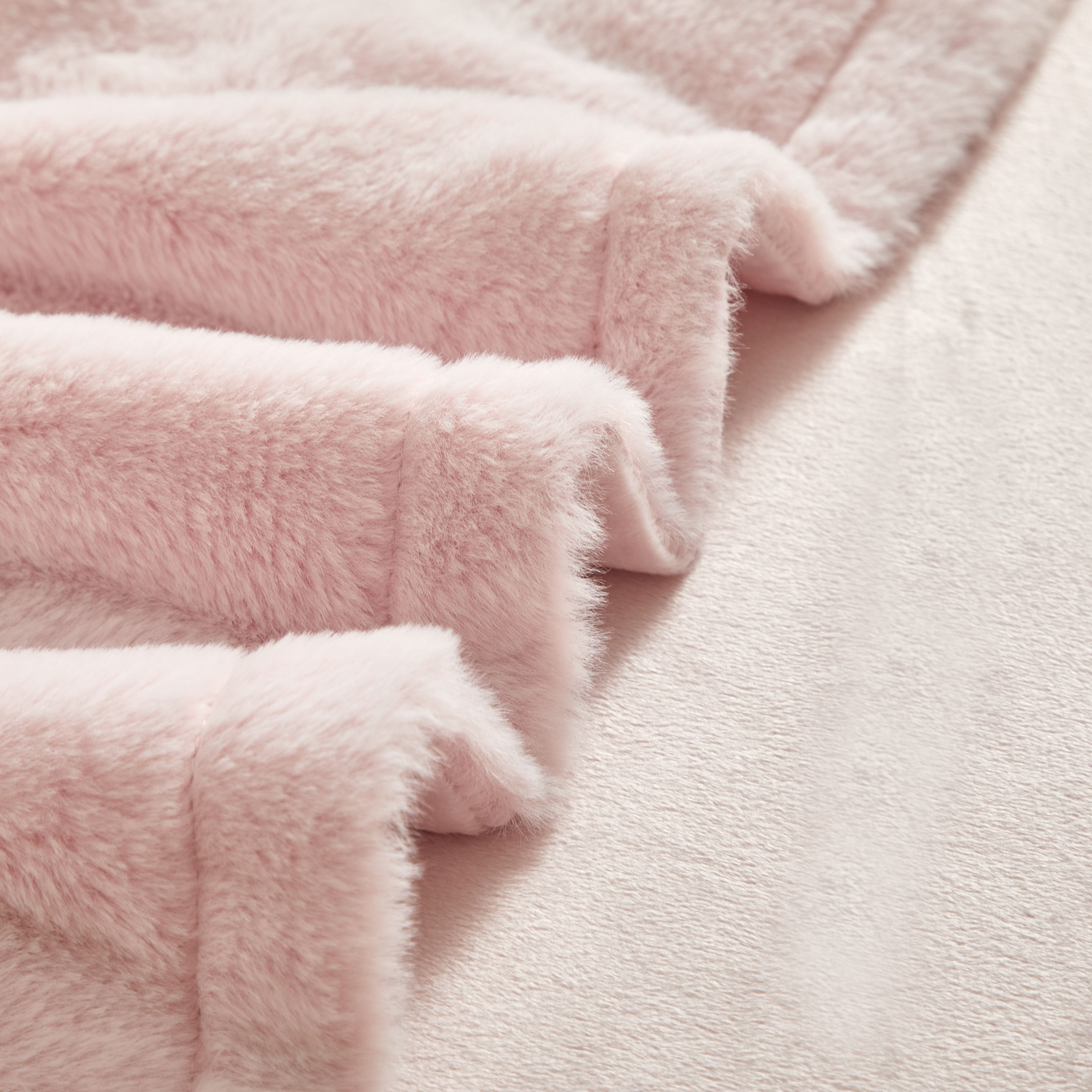 Parent's Choice Pink Baby Blanket 30 x 40 Faux Fur Micromink Reversible