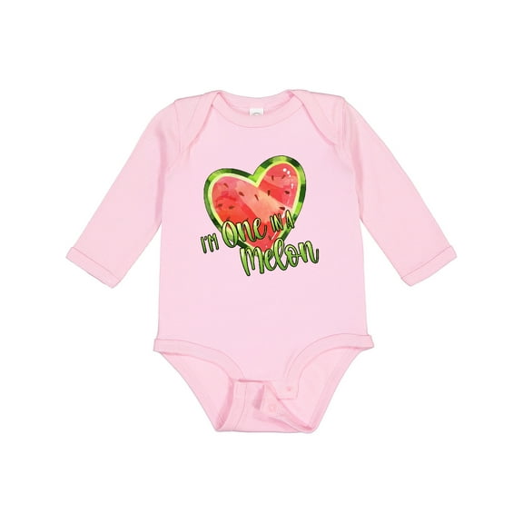 Inktastic I'm One in a Melon Watermelon Heart Boys or Girls Long Sleeve Baby Bodysuit