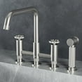 thumbnail image 4 of VIGO Cass Double Handle 8 in. Widespread Bridge Kitchen Faucet with Pull-Out Sprayer in Stainless Steel-VG02051ST, 4 of 15