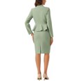 thumbnail image 3 of Conjuntos de trajes para mujeres INSPIRE CHIC, atuendos de negocios, blazer peplum sin cuello, falda lápiz formal, conjunto de 2 piezas, XL, verde guisante, 3 of 6