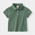 thumbnail image 4 of TOWED22 Toddler Baby Boy Polo Shirt Kids Short Striped Sleeve School Uniform Shirts(Green,4-5 Y), 4 of 4