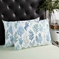 thumbnail image 4 of Blue Green Botanical Throw Pillow Cover 20 x 36 Inch Decorative Pillow Cover Retro Summer Watercolor Leaf Plant Lumbar Pillowcase Seasonal Rectangle Cushion Case for Couch Sofa Bed Living Room, 4 of 7