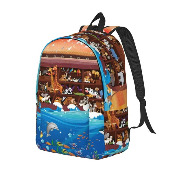 Easygdp Animals On Noah's Ark2 Mochila de Lona Resistente para Laptop, Compatible con Laptops de 15 a 17 pulgadas, Ideal para Escuela, Trabajo y Viajes-Small