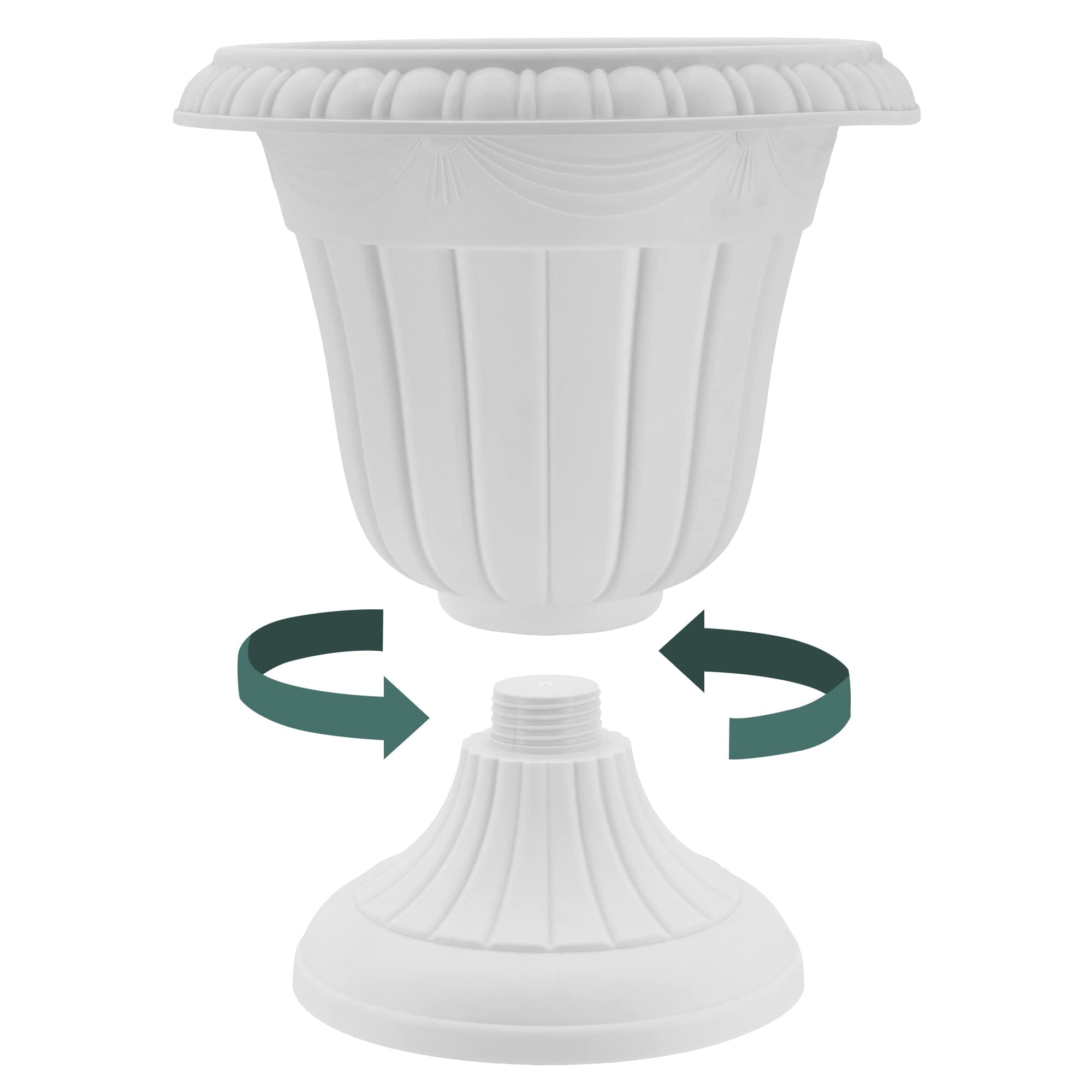 Classic Traditional Plastic Urn Planter Indoor Outdoor Garden Decor Flower Pot Vase 10x12 Black