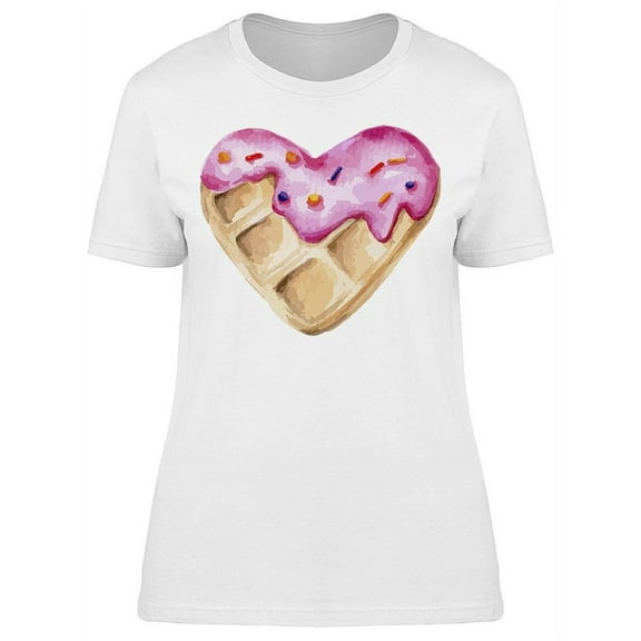 Heart Shaped Pink Glazed Waffle T-Shirt Women -Image by Shutterstock, Female Large