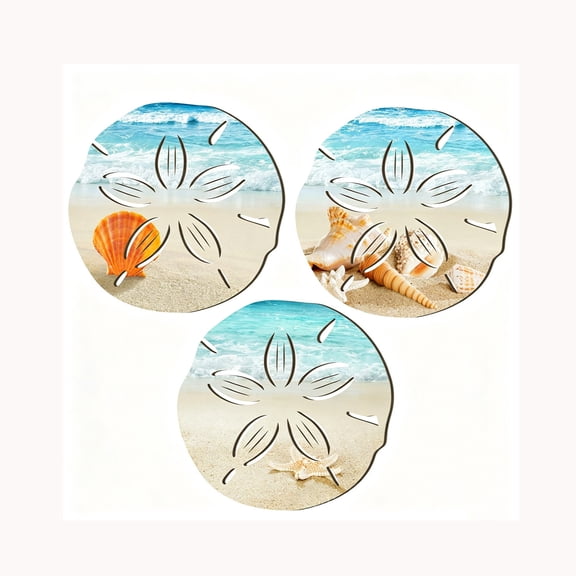 Set of 3 Wooden Sea Turtle Wall Decor, Beach Themed Hanging Ornaments for Coastal Home & Patio