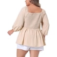 thumbnail image 4 of DARING DIVA Women's Plus Drawstring Ruched Peplum Blouse Tops 1X Light Apricot, 4 of 6