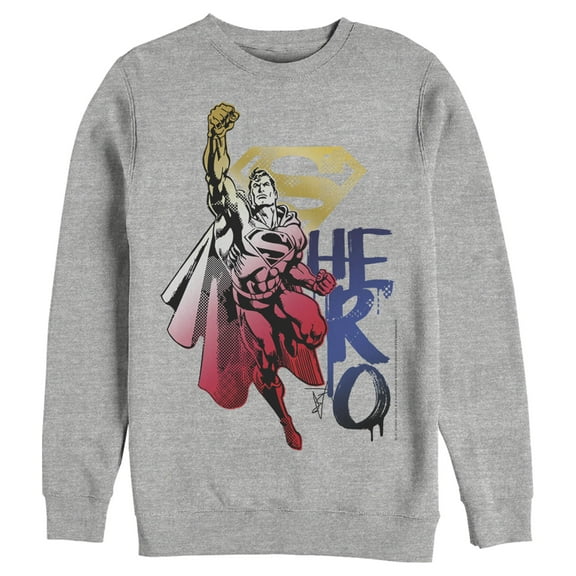 Men's Superman Color Fade Hero  Sweatshirt Athletic Heather Large