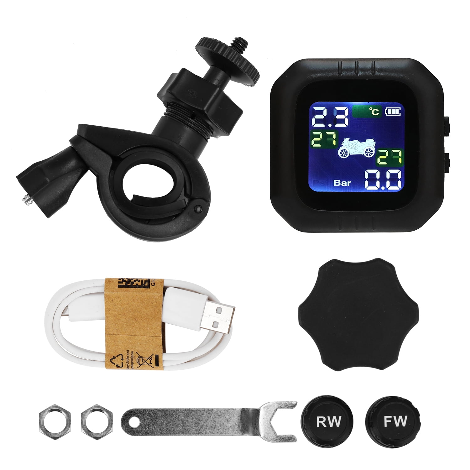 Wireless Motorcycle Tire Pressure Monitoring System TPMS Waterproof