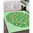 thumbnail image 3 of Ahgly Company Tapis Rond Lavable en Machine Intérieur Vert Jade Transitionnel, 8 Pieds Rond, 3 of 7