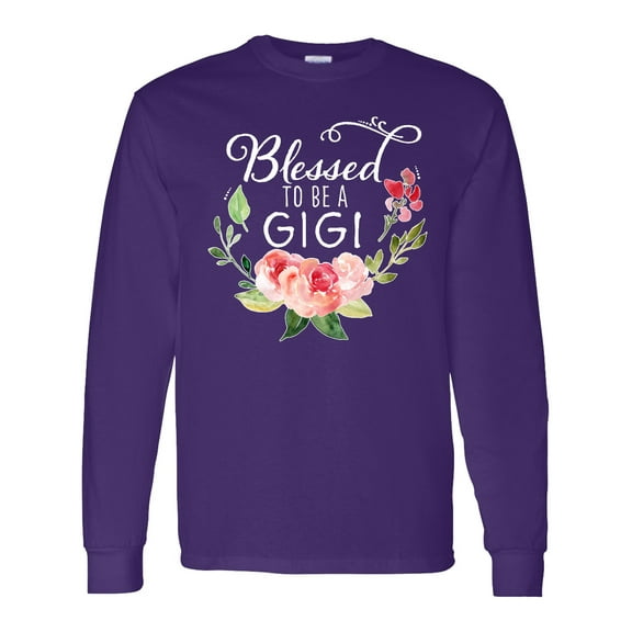 Inktastic Blessed to Be a Gigi with Pink Flowers Long Sleeve T-Shirt