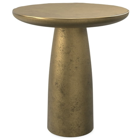 Simpli Home Dominique Contemporary 18 inch Wide Cast Aluminum Side Table in Antique Brass, Fully Assembled