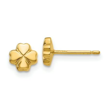 4 Leaf Clover Post Earrings - 14k Yellow Gold 4 Leaf Clover Post Stud Earrings Ball Button Good Luck Gifts For Women For Her
