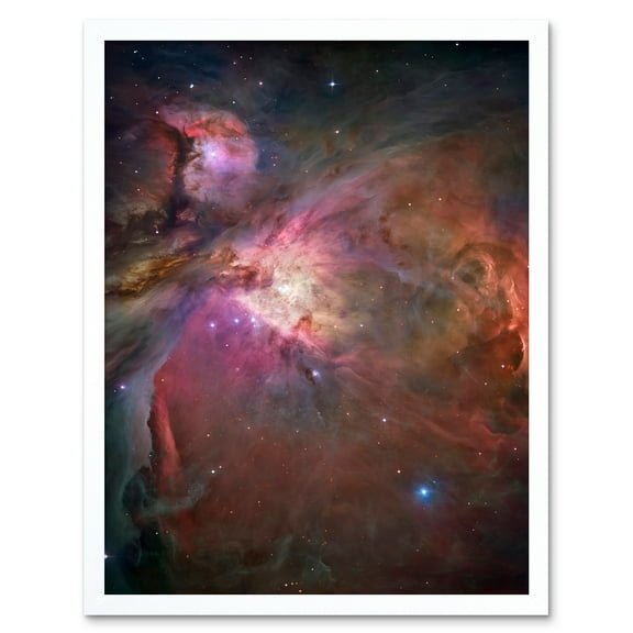 Hubble Space Telescope Image Orion Nebula Dramatic Star Formation Gas Dust Cavity Central Trapezium Region Red Blue Cosmic Landscape Art Print Framed Poster Wall Decor 12x16 inch