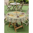 thumbnail image 5 of Outdoor Tablecloth with Umbrella Hole Zipper Yellow Leaves Boho Round Tablecloth 54" Waterproof Outside Table Cloth Traditional Vintage Botanical Patio Table Cover Tablecloths for Picnic Party, 5 of 8