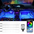 thumbnail image 1 of Tira de luces LED para interior de coche, 56 modos, 4 unidades, 36 LED, 16 millones de colores RGB, 12 V, CC, USB, inalámbrica, Bluetooth, IP67., 1 of 5