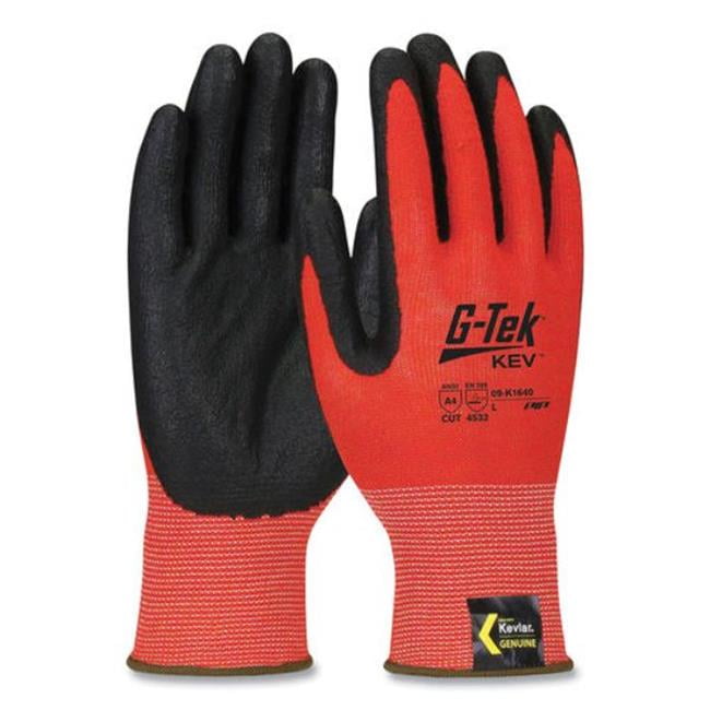KEV Hi-Vis Seamless Knit Kevlar Gloves, 2X-Large, Red/Black KEV Hi-Vis Seamless Knit Kevlar Gloves, 2X-Large, Red/Black