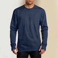 thumbnail image 2 of cfhntfmh Mens Long Sleeve Workout Shirts with Thumb Holes Casual Base Layer Athletic Running Gym Hiking Shirts(Navy aa1, Medium), 2 of 6