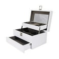 thumbnail image 3 of Caja de joyería Caja de joyería grande Caja de joyería de madera de 3 capas Organizador de joyería de escritorio elegante Soporte de bandeja Caja de Yinane Caja de almacenamiento de joyas, 3 of 8
