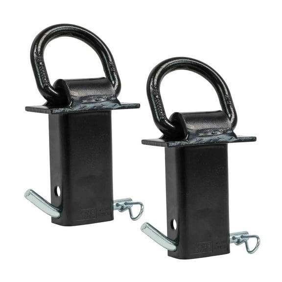 (2 Pack) Heavy Duty Adjustable Trailer Stake Pocket -Small 5/8 Inch Forged D Ring Black Powder Coated w/ 1/2" Hitch Pin, Load limit 4000 lbs & 2 Adjustable Holes | Stake Pocket D-Ring