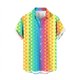 thumbnail image 3 of Camisa hawaiana con estampado 3D de rayas de colores para hombre, camisas de playa con plantas para vacaciones de verano, camisas de manga corta con botones para parejas de calle, 3 of 5