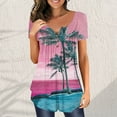 thumbnail image 2 of JGGSPWM Women Tops Plus Size Hide Belly Tunic Short Sleeve T Shirts 2023 Summer Button Up Henley Shirts Cute Tshirt Dressy Casual Blouses Pleated Swing Tunics 6-HawaiiPink XL, 2 of 5