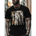 thumbnail image 4 of Seven Kittens Men's T Shirts Standing Cat T-Shirt for Men Animal Crew Neck Tees Cotton Tops, Black, S, 4 of 7