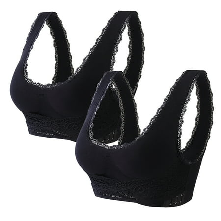 Bigersell Athletic Crop Tops Bra for Women Sale 2pc Womens Bralette Balconette Bra Style R2737 V-Neck Full-Coverage Bras Hook and Eye Bra Closure Women Size Full-Coverage Bras Black M