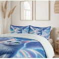 thumbnail image 4 of Ambesonne Cat Duvet Cover Set, Pegasus Kitty Flies Clouds Sky, King, Azure Blue Pale Pink, 4 of 6